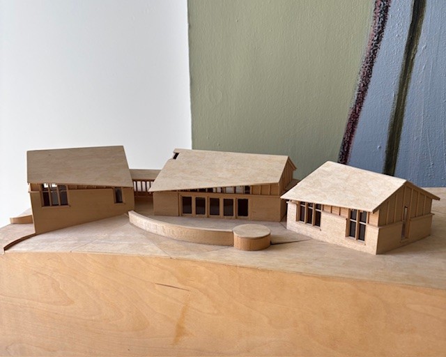 Architectural model of 320 Palouse, showing curved patio
